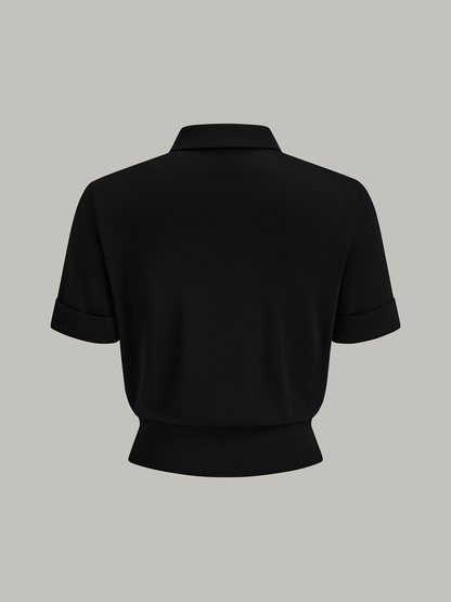 Color-Block Button-Front Blouse