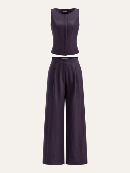 Cotton Blend Sleeveless Top and Pants Set