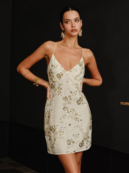 Sequin Cami Dress with Crisscross Back Tie