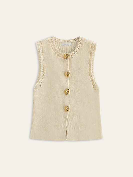 Crochet Trim Knit Vest