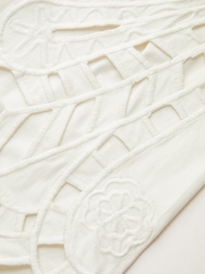 Embroidery Cut-Out Wide-Leg Pants