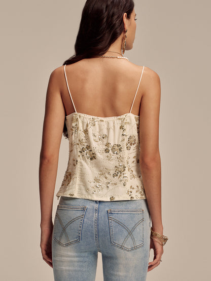 Sequin Floral Cami Top