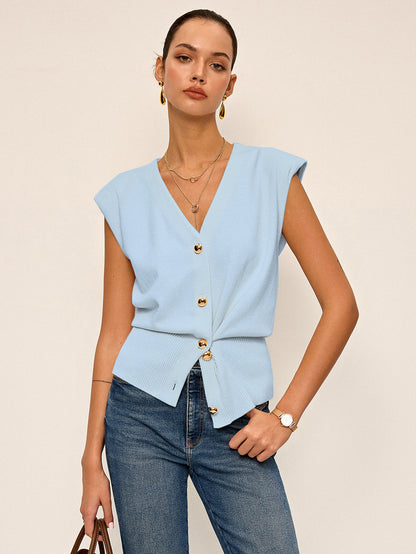 Asymmetric Two-Way Wear Knit Vest