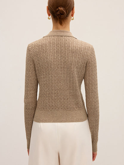 Cable Knit Cotton Collar Sweater