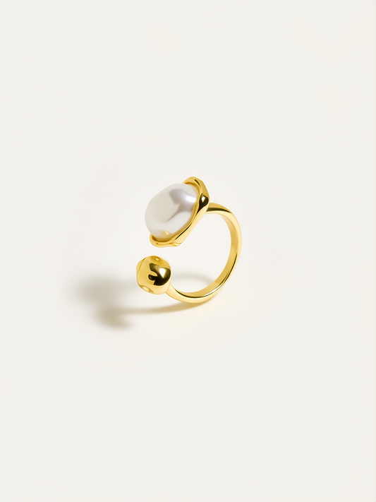 Golden Pearl Open Ring