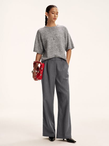 Wool-Blend Short Sleeve Sweater