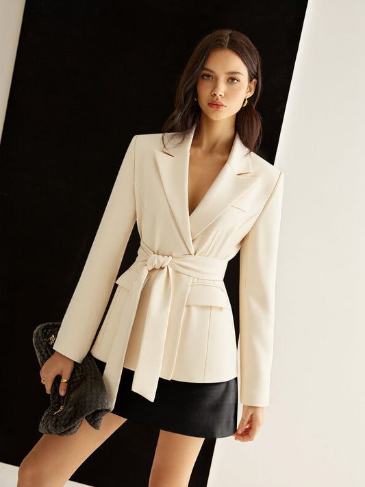 Long Sleeve Belted Blazer