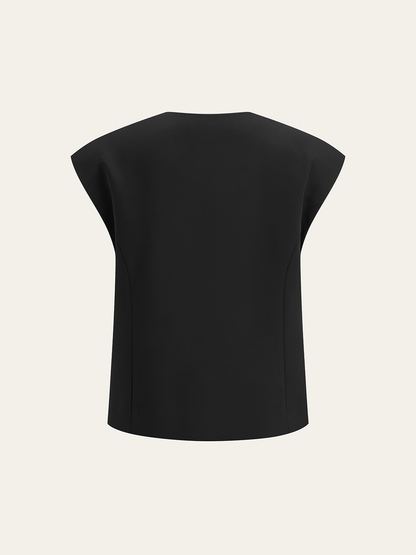 Metal Detail Cap Sleeve Vest