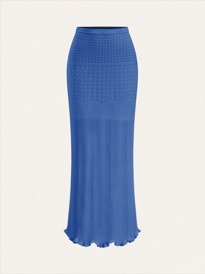 Wave Pattern Knit Maxi Skirt