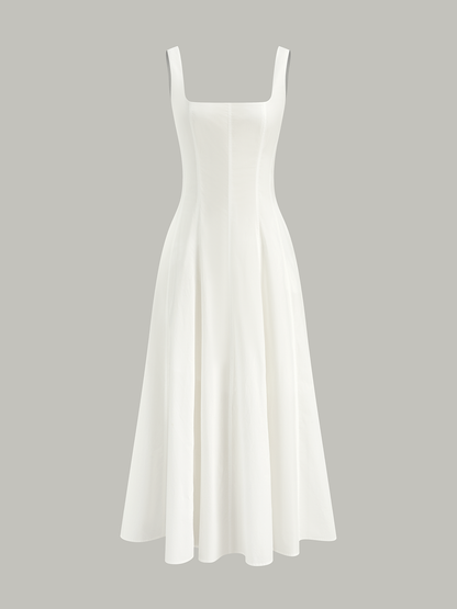 Cotton Maxi Dress with Lace-Up Back