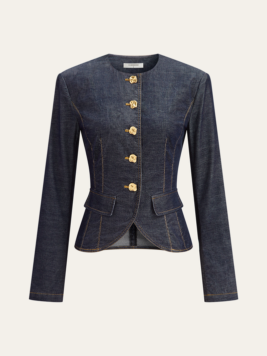 Metal Button Fitted Tailored Jacket