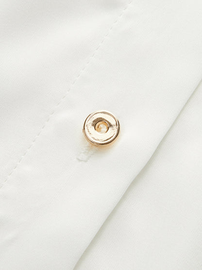 Wrinkle-resistant Long Sleeve Satin Metal Button Shirt