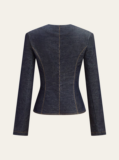 Metal Button Fitted Tailored Jacket