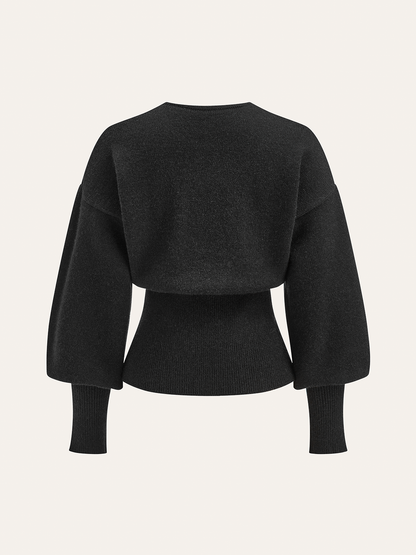 Bow Tie Balloon Sleeve Cardigan