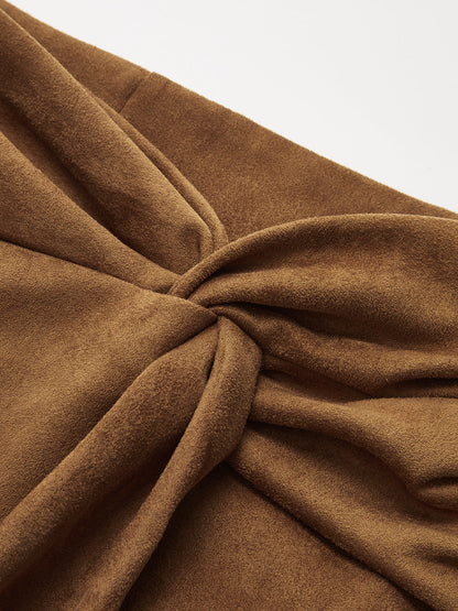 Suede Twist Mini Skirt
