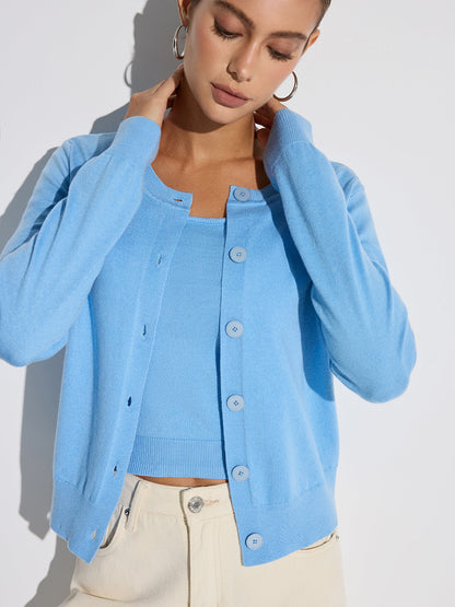 Wool Blend Tank & Cardigan Two-Piece Set