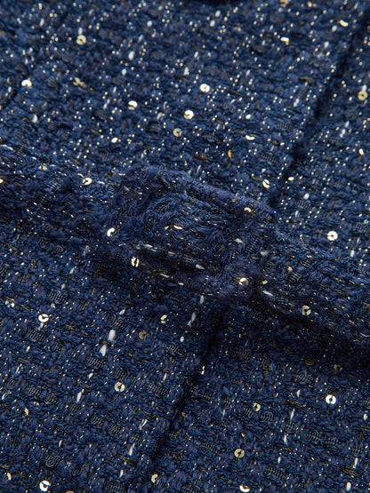 Metallic Button Tweed Jacket