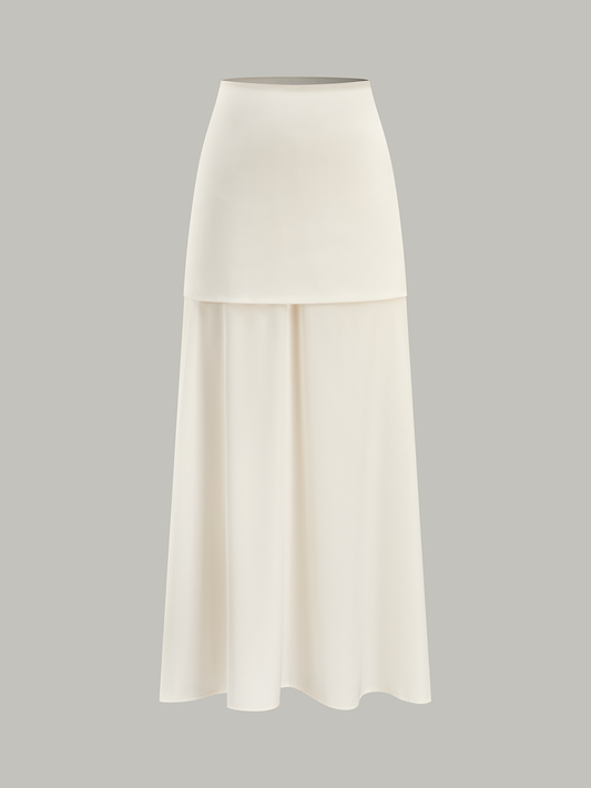 Layered Satin Maxi Skirt