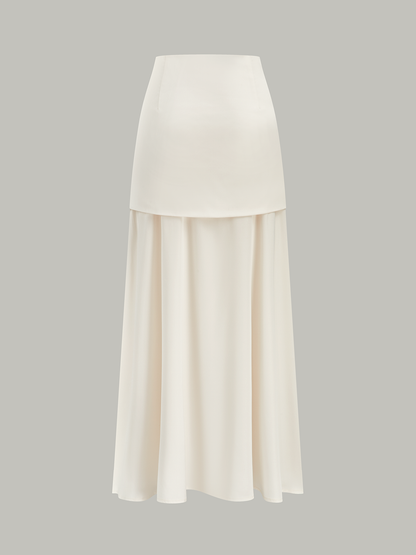 Layered Satin Maxi Skirt