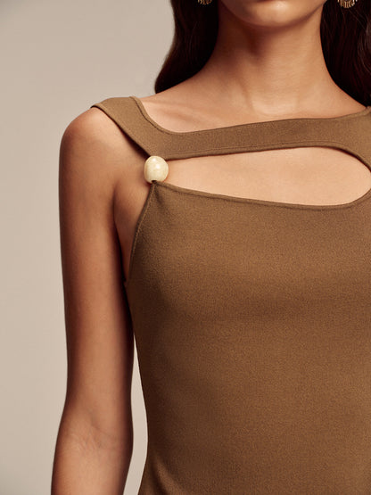 Asymmetric Cut-Out Bead Sweater Vest