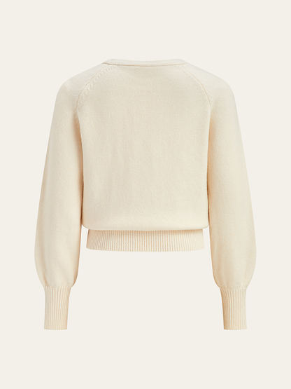 Twist V-Neck Leg-Of Mutton Sleeve Sweater