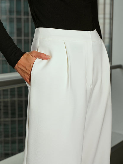 Mid-Waist Casual Wide-Leg Pants