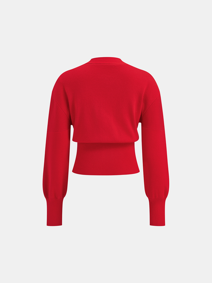 Wool Blend Cropped V-Neck Cardigan