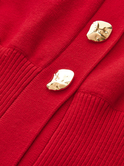 Wool Blend Cropped V-Neck Cardigan