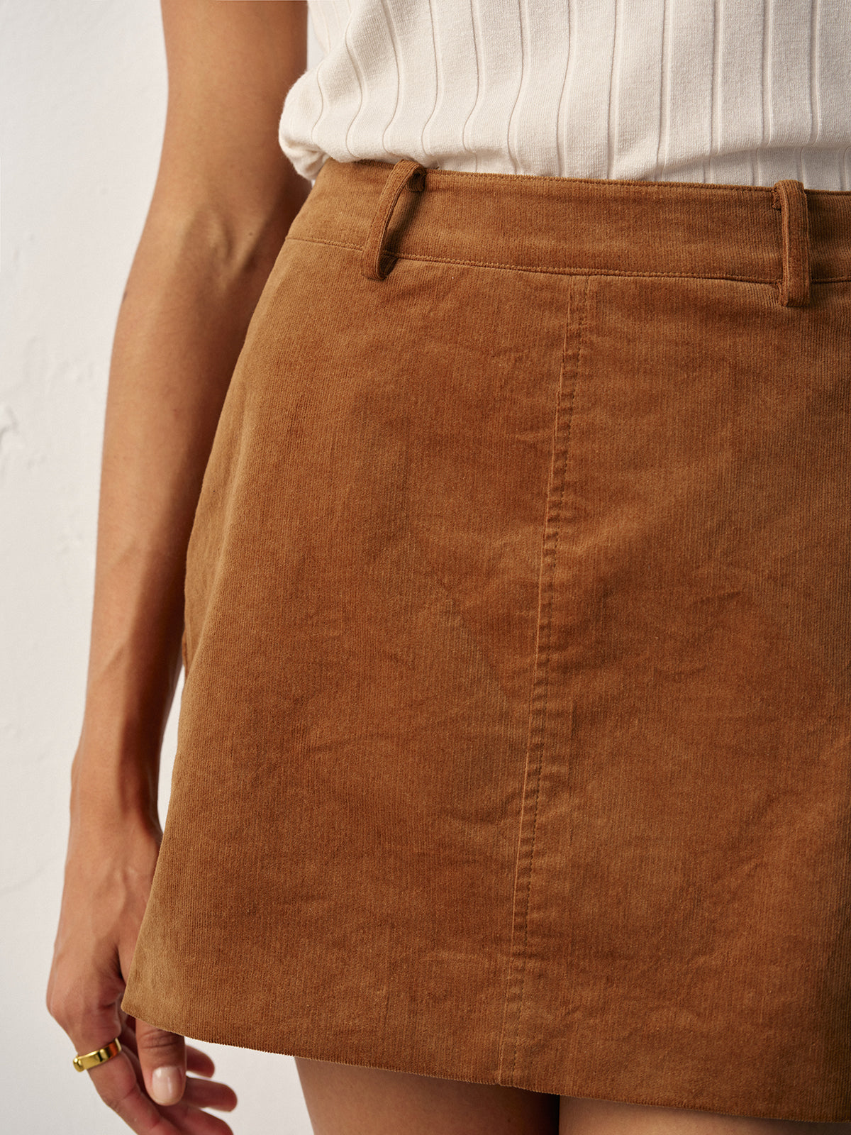 Corduroy Mid-Waist Mini Skirt
