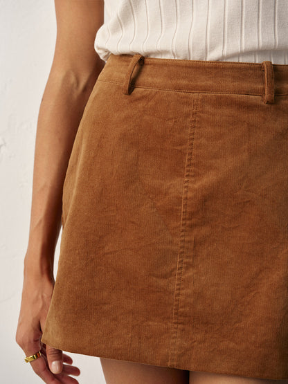 Corduroy Mid-Waist Mini Skirt
