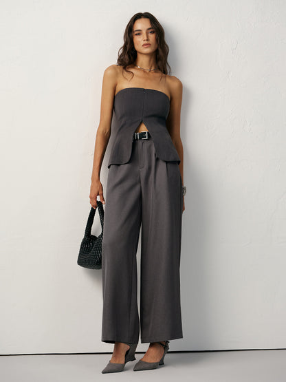 Strapless Zipper Cut-Out Tank Top