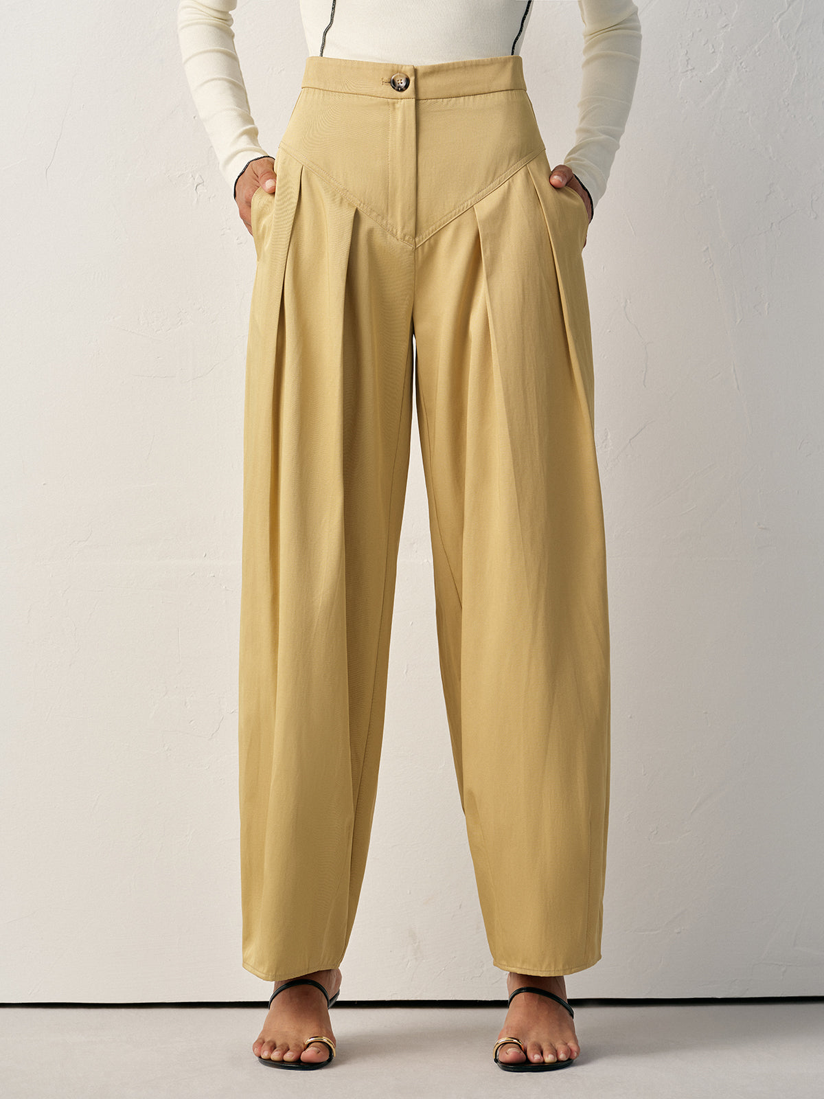 High-Waisted Pleated Wide-Leg Pants