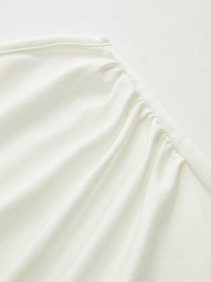 Asymmetrical Off Shoulder Solid Long Sleeve Maxi Dress
