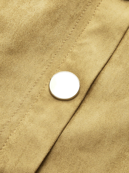 Decor Button Suede Mini Skirt