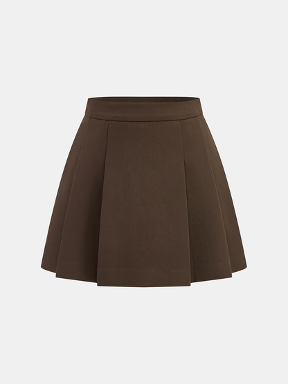 High-Waist Pleated Mini Skirt