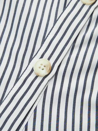 Striped Asymmetrical Placket Button Shirt