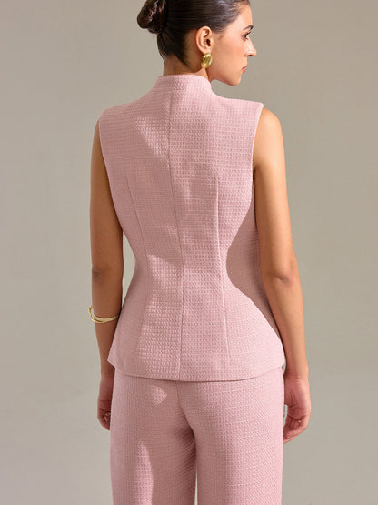 Textured Knot Button Vest
