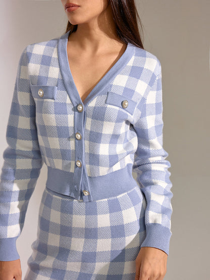 Vintage Plaid Wool Blend Cardigan