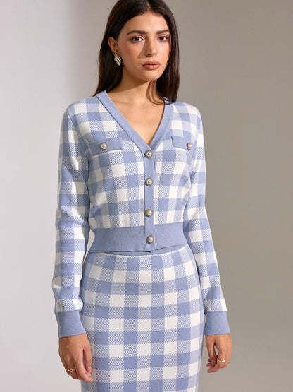 Vintage Plaid Wool Blend Cardigan