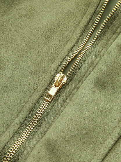 Suede Zip-Up Collared Jacket