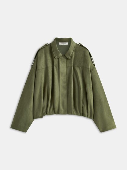 Suede Zip-Up Collared Jacket