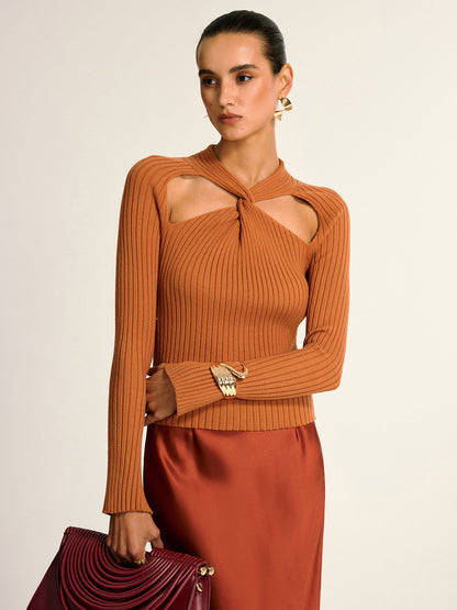 Twist Cut-Out Knit Top