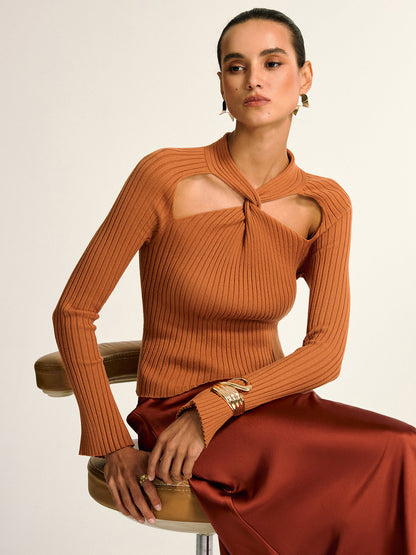 Twist Cut-Out Knit Top