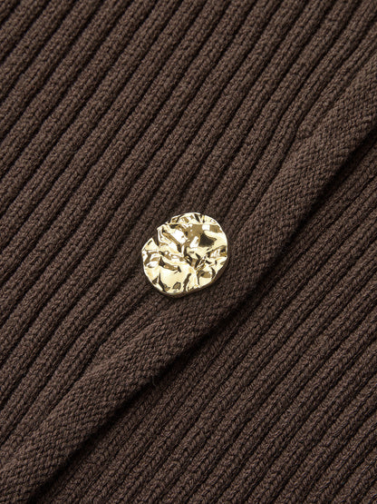 Stand Collar Asymmetric Button Cardigan
