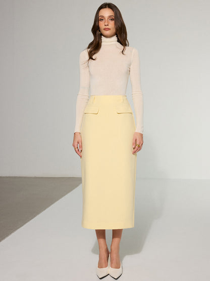 Decor Pocket Back Slit Midi Skirt