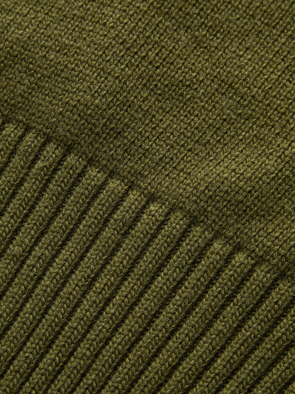 Ribbed Wool Blend Polo Knit Top