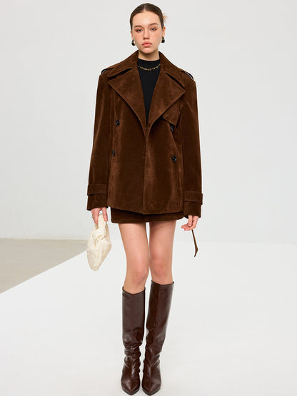 Belted Suede Trench Coat