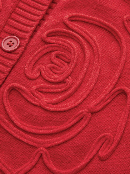 Embroidered Crew Neck Knit Top