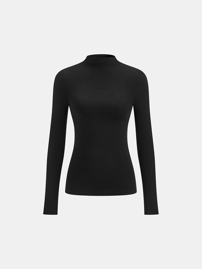Slim Fit Mock Neck Long Sleeve T-Shirt