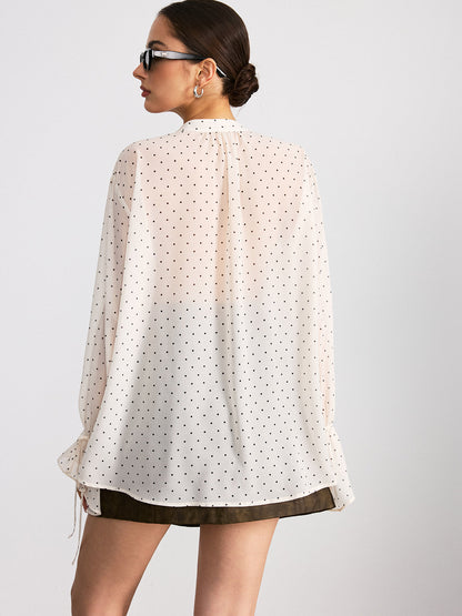 Ruffle Polka Dot Long Sleeve Shirt